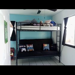  Twin bunk bed over futon queen