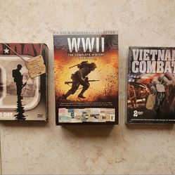 WW2 The Complete History 4  DVD & Memorabilia Collection, D-Day Commemorative Edition 2 Disc Set, And Vietnam: The History And Drama 2 Disc Set 