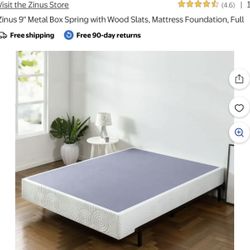 Zinus 9" Metal Box Spring with Wood Slats, Mattress Foundation, FULL