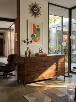 Unique Drawer - Mid-Century Modern Style 6-Drawer Walnut Sideboard / Dresser