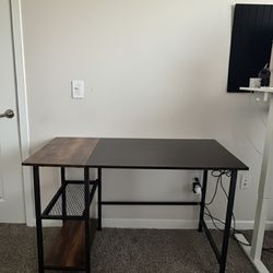 Slickblue 59 Inch Home Office Desk Black and Rustic Brown Metal Frame Engineered Wood Integrated