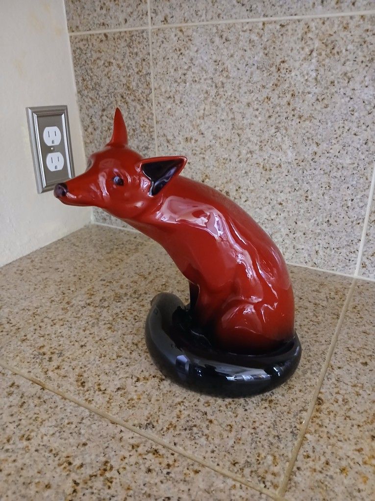 Royal Doulton Figure Seated Fox. Designed by Fred Moore. 'Flambe' Model 102. Height 9"