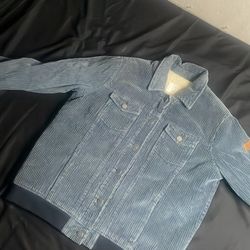 Vintage Roxy Steel Blue & Tan Corduroy Sherpa Fleece Jacket Small 10$