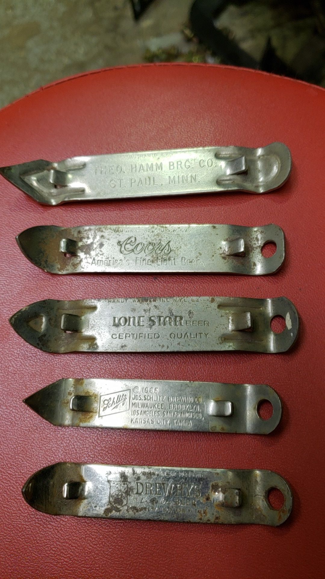 Set of 5 vintage beer can/bottle openers-church keys