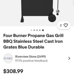 4 Burner Propane Grill Cast Iron