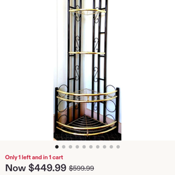 4 Tier Corner Etagere Shelf Plant Stand Brass/Black Metal Arched Hollywood Regen