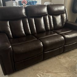 Reclinable Sofa W/ Charging Port and Entertainment Center