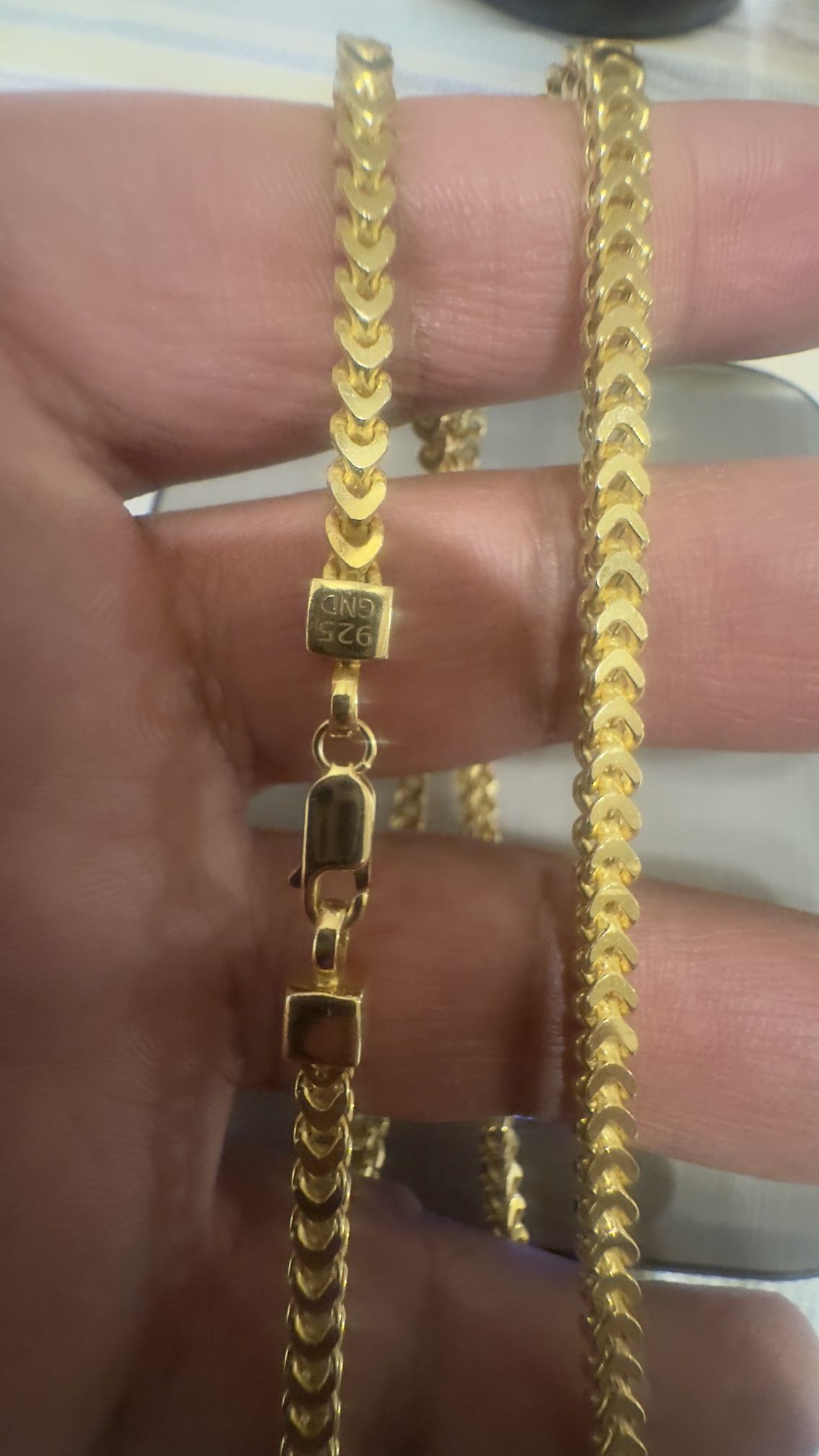 925 PLATED GOLD 20” FRANCO