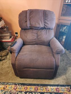 Brown Fabric Power Lift Recliner