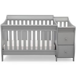 Convertible Baby Crib To Bed W/ Changing Table And Two Drawers