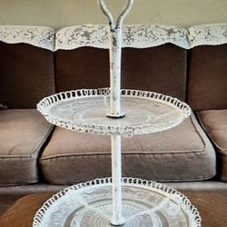 Two-Tier Dessert Tray With Etched Glass