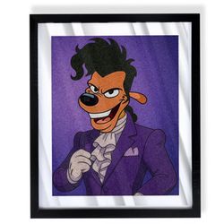 Powerline from A Goofy Movie as Prince in Purple Rain Custom art in black frame