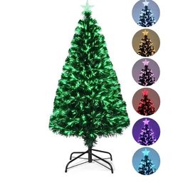 4FT Fiber Optic Christmas Tree PVC & Iron Construction, Green Artificial Christmas Tree, Holiday Home Indoor Christmas Decorations 4FT Fiber Optic Chr