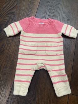 Girls pink striped sweater romper size preemie by Gap #6