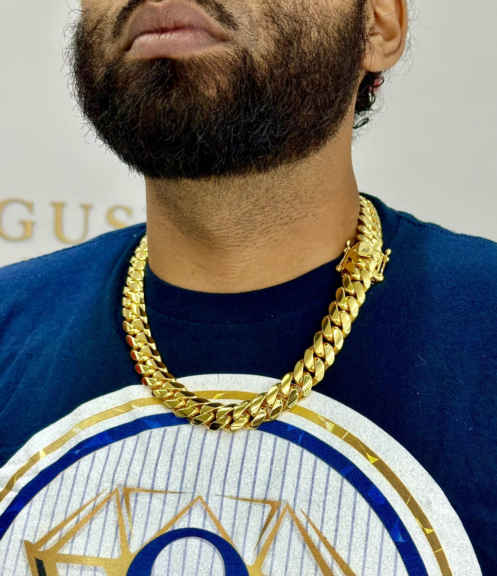 ⛓️🔱16 mm 20” Miami Cuban Link 📞🔥 Gold Over Silver With 0.999 Silver Three Times Bathed In A 14 K Gold Bath⛓️🔥
