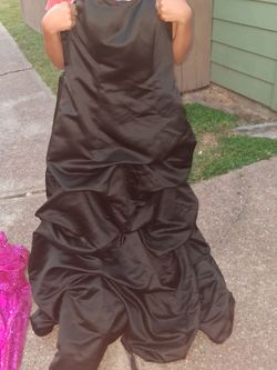 Black Satin Formal Gown with Bubble Skirt