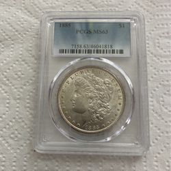 1885 Morgan Silver Dollar. PCGS MS 63