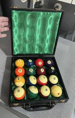 Vintage Set of Pool Balls and Case