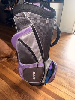 Purple golf clubs bag