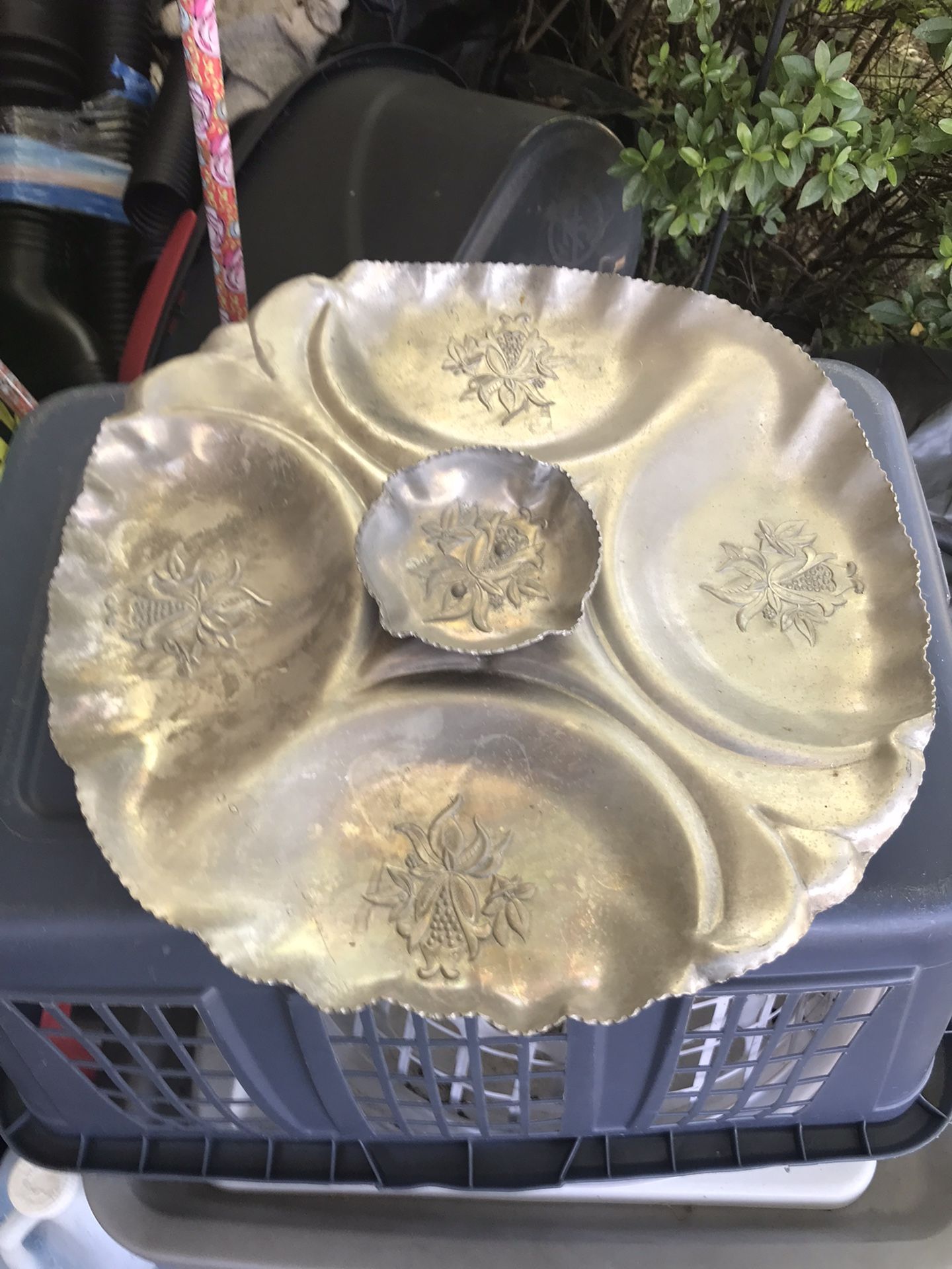 Very Nice Aluminum Handcrafted Vintage Serving Tray Only $10