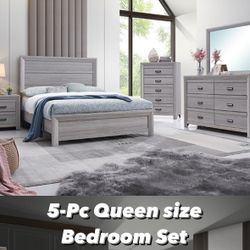 5-Pc Queen Size Bedroom Set. $53 Down Payment 