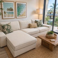 Luxury Cream Sectional Sofa w/ Chaise – Like New + Delivery Included