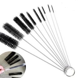 10Pcs Nylon Straw Cleaners Cleaning Brush Drinking Pipe Cleaners Stainless Steel