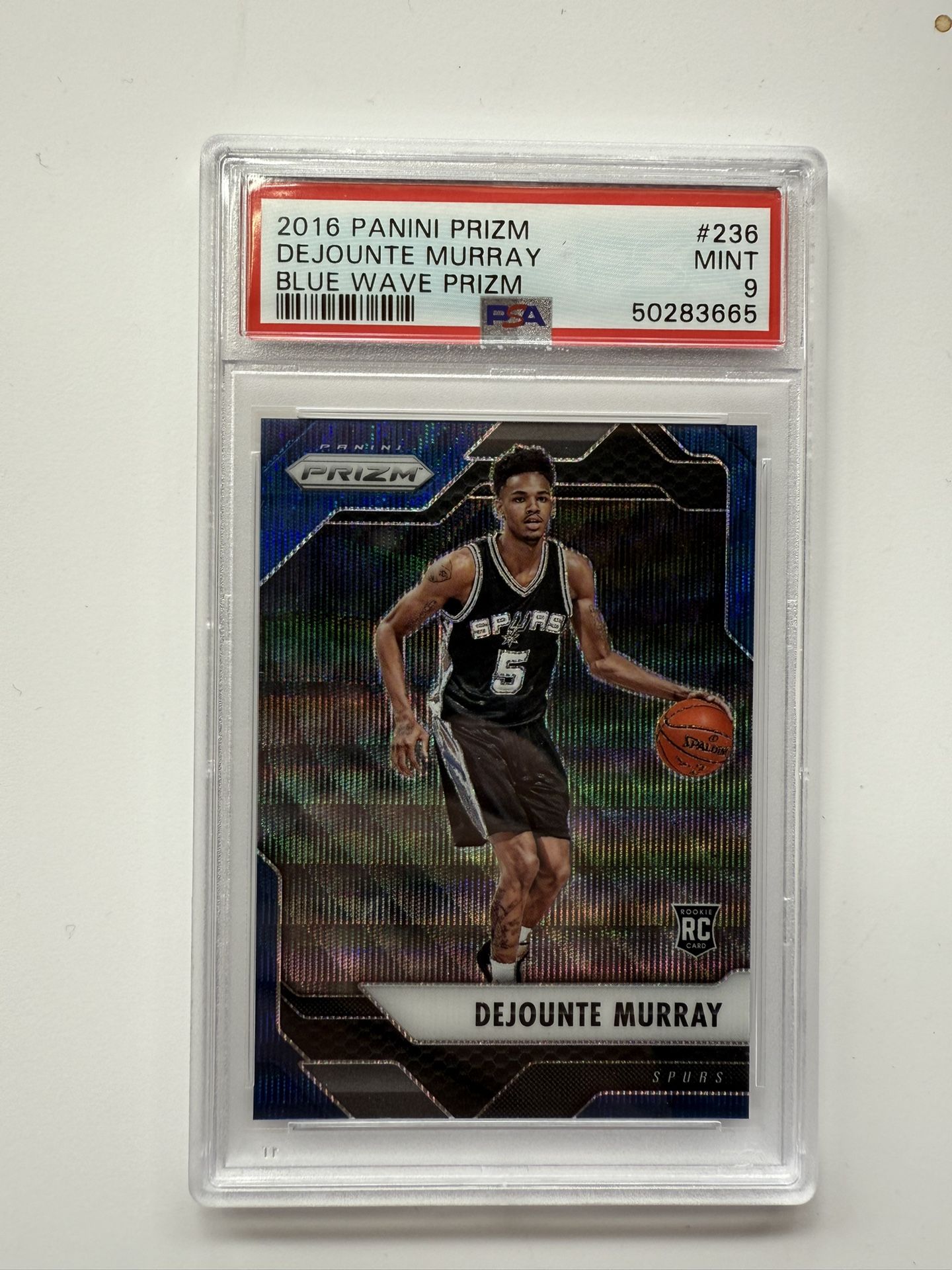 2016-17 Panini - RARE SP PSA 9 Blue Wave Prizm #236 Dejounte Murray /99 (RC)