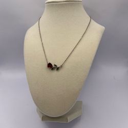 Vintage Red Rose Pendant Chain Necklace
