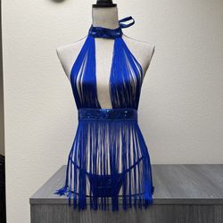 New Dreamgirl Blue Fringe Lingerie Dress, One Size