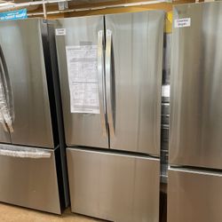 LG 33 inch wide stainless steel refrigerator French door with ice counter depth