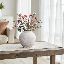 Mottled Handcrafted Round Cement Flower Vase,10.8'' ,D2725