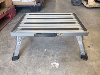 RV Step Stool Aluminum Folding Platform Steps 17*11.25*H：9 to 11.25 RV Steps 4 Levels Adjustable Step Stool with Anti-Slip Surface Rubber Feet Handle