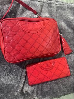 Red Tory Burch crossbody purse