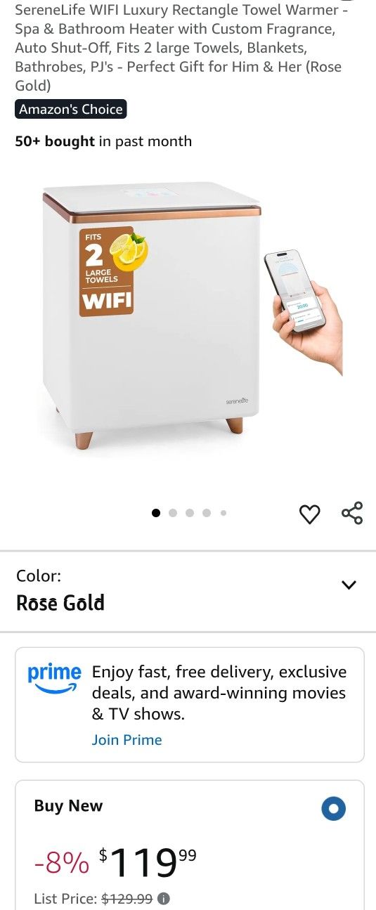 SereneLife WIFI Luxury Rectangle Towel Warmer - Spa & Bathroom Heater with Custom Fragrance, Auto Shut-Off, Fits 2 large Towels, Blankets, Bathrobes, 