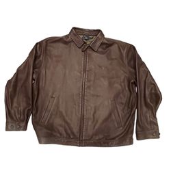 Polo Ralph Lauren Vintage Men Brown Butter Soft 100% Genuine Leather Jacket XXL