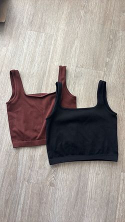 Brown and black square neck tanks size medium