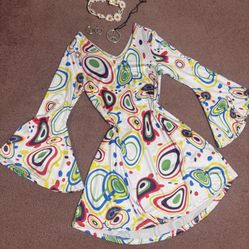 New small trippy hippie boho stretchy dress festival costume outfit Tye Dye