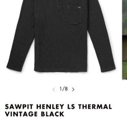 Seager Co Shirt Mens Size XXL Sawpit Henley Long Sleeve Thermal BLACK