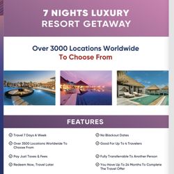 REAL 100% 7 NIGHTS LUXURY STAY! NO FLIGHT! INTERNATIONAL