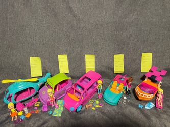 Five Polly Pocket Playsets With  Dolls