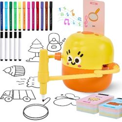 Drawing Robot for Kids, Interactive Educational Drawing Machine with Voice Interaction, Montessori Painting Learning Toy with 150 Word Cards, Birthday