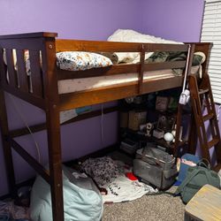 Twin Size Loft Bed With Shelves 