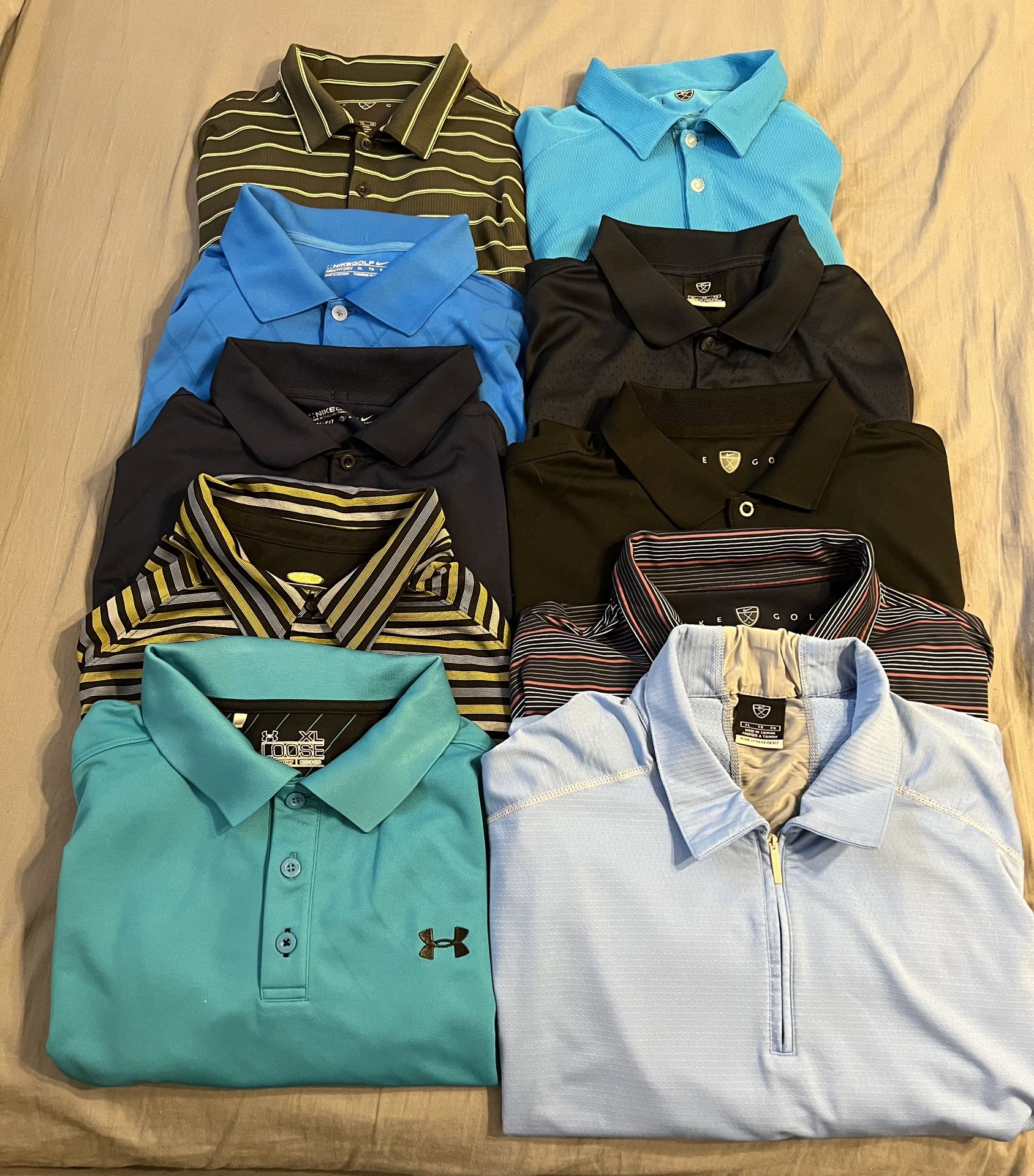 Nike Polo Style Xl Lot Of 10 Like New!!!! Dry fit Golf Under Armor Loose Greg Norman