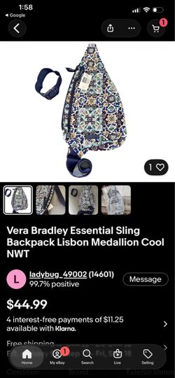 Vera Bradley Essential Sling Backpack Lisbon Medallion