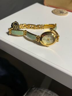 Genuine Jade Gold-Tone Women's Bracelet Watch