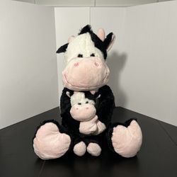 KELLYTOY Cuddle Cow Mama & Baby 26" Plush Black White Stuffed Animal