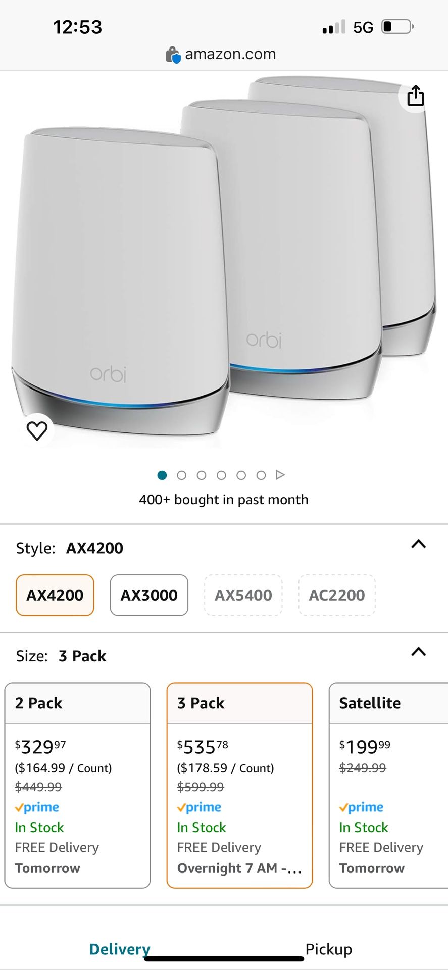 NETGEAR Orbi Whole Home Tri-band Mesh WiFi 6 System (RBK753) | Router with 2 Satellite Extenders