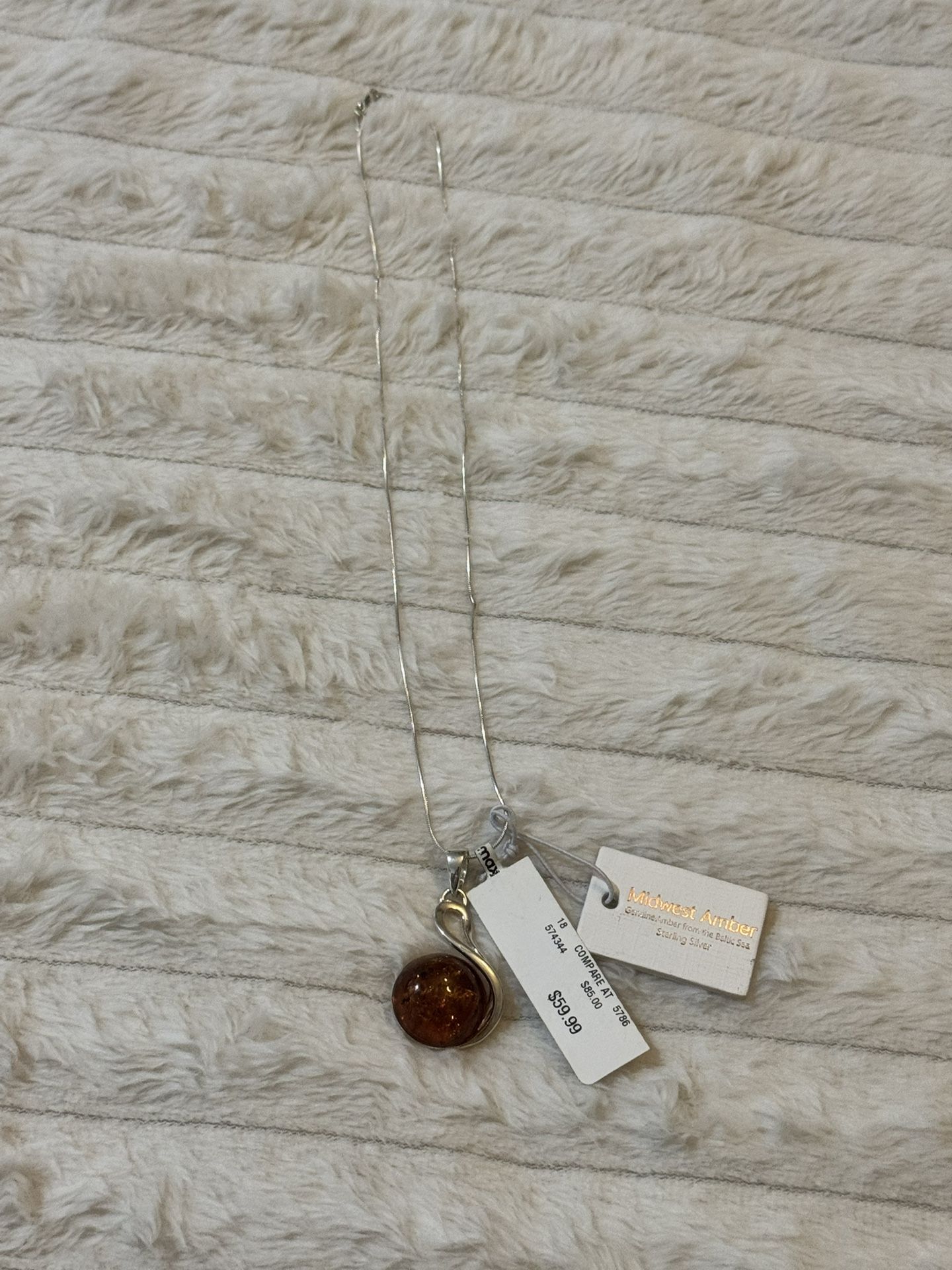 Amber Sterling Silver Necklace 
