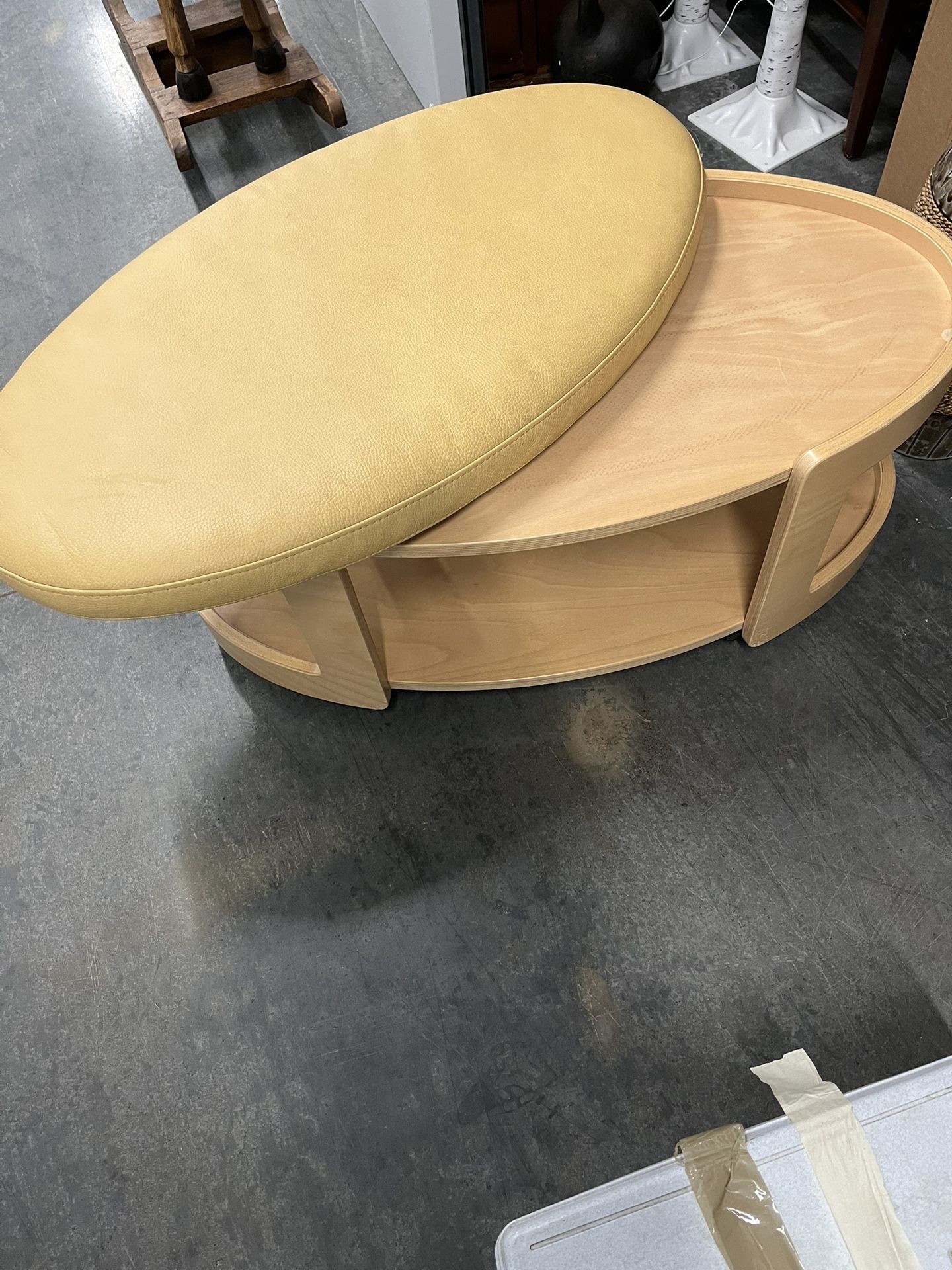 Unusual Coffee Table Or Bench With Pad On Casters